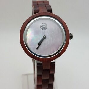 Earth‎ Wood Wooden Watch Mother of Pearl Dial Japan Quartz new battery